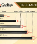 Size comparison chart for ferrocerium rods from S to XXL. Product focus keyword: Two Pack Ferrocerium Rod Fire Starters 3 By 4 Inch Flint Rods For Camping And Survival, Paracord Bracelet Keychain Lanyard DIY Outdoor Emergency Kit, Windproof Fire Steel For Quick Sparks In Any Weather.