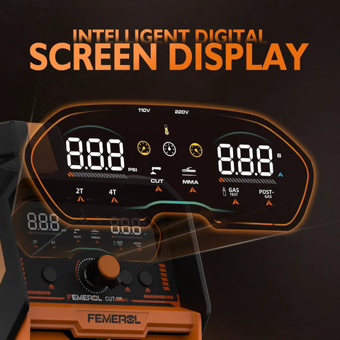 2 In 1 Plasma Cutter And MMA Welder With Large Digital Display showing dual voltage settings and controls