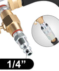 Close-up of a brass air adapter and pressure sprayer tip on Pro Grade Water Heater Cleaning And Flushing Tool Gun, 1/4-inch fitting.