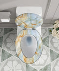 Elongated Toilet Seat for Bathroom with marble design, 14.5" x 18.5", fits most toilets, elegant and stylish.