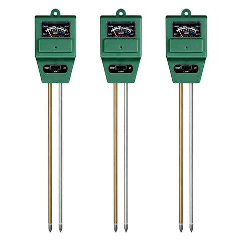 3-Pack All In One Plant Moisture Light And PH Meter For Gardening And Farming, No Fuss Easy To Read Dial Soil Test Kit