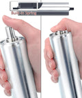 Four Pack Ten Inch Galvanized Steel Conveyor Rollers With Heavy Duty Brackets And No Sweat Install for smooth handling, showing built-in spring feature.
