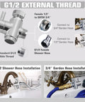 Brass Diverter Valve With Aerator And 3 Way Splitter, installation guide for sink hose attachments, chrome finish.