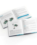 Raspberry Pi 4 Model B Starter Kit With 4GB RAM And 64GB Preloaded Micro Sd Card Plus Legit Accessories instructional booklet open displaying setup diagrams.