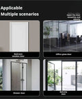 Automatic Door Closer For 20-40 Kg Doors, shown on various door types including bedroom, office, shower, and balcony doors