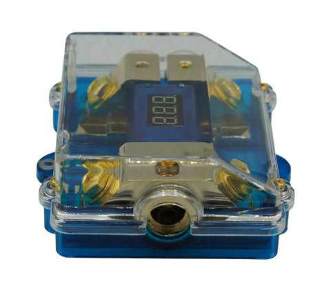 300A ANL Dual Digital Gold Plated Distribution Block Fuse Holder For Car Audio With One 0 to 4 Gauge Input And Two 4 or 8 Gauge Outputs