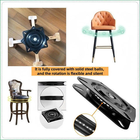 Heavy Duty 6 Inch Swivel Plate For Chairs And Bar Stools 360 Degree Spin With Solid Ring Of Ball Bearings 400 Pound Capacity