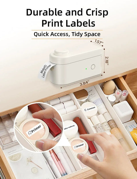 Portable Bluetooth Label Maker Straight Up Game Changer For Home Office And Storage Dope Rechargeable Label Printer with labels on makeup products.