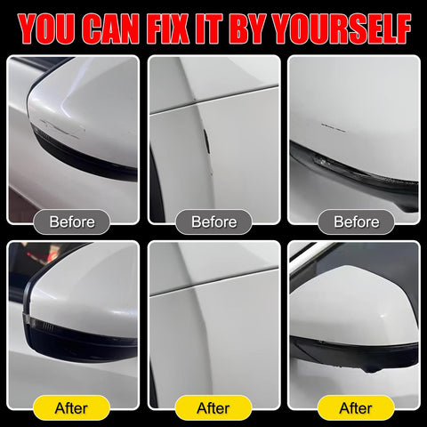 Before and after results using Cadillac Black Raven Touch Up Paint Kit 2 In 1 Scratch Remover Pen With 2 Disposable Micro Applicators
