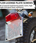 Motorcycle license plate attached with Heavy Duty License Plate Bolts Set 8 Pcs 6mm Diameter and 25mm Length Nylon Screws