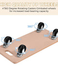 Heavy Duty Wood Furniture Moving Dolly With Four 360 Degree Wheels Supports Up To 500 Lbs Ideal For Sofa Couch Washer Refrigerator And Other Large Items 23 X 11.5 Inches Built From Premium Wood For Durable Long Lasting Use On Hardwood Floors showing high quality PP wheels for increased load-bearing capacity.