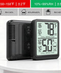 Two Pack Indoor Room Thermometer And Hygrometer With Real Time Temperature Humidity Readings Max Min Record Compact Desk Stand Smart No Fuss Home Office Nursery And Greenhouse Monitoring, black digital display