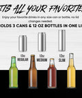 Insulated Stainless Steel Multi Can Cooler With Built In Can Opener And Triple Sized Can Holder For 12 Oz Cans comparison chart