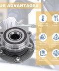 Two Front And Rear Wheel Hub Bearing Assemblies 513253 Direct Replacement Kit for VW Beetle Golf Jetta Passat Tiguan Audi A3 Q3 TT Quattro models shown with features