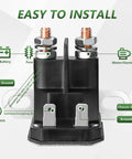 12V Starter Solenoid For Riding Lawn Mowers And Tractors Compatible With John Deere Cub Cadet MTD Troy Bilt Trombetta Replacement Relay 725 04439 725 04439B GY22476 AM138068 862 1211 211 16 with wiring diagram and 1/4 inch studs