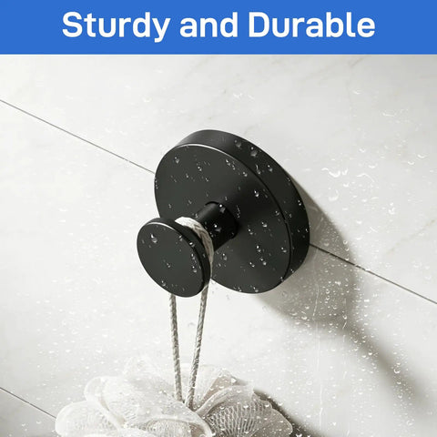 Stainless Steel Matte Black Suction Cup Shower Hooks 4 Pack Hella Strong Wall Mounted Bathroom Towel Holders With Non Marking Silicone Base And Zero Drill Mess On Glass Or Tile Walls