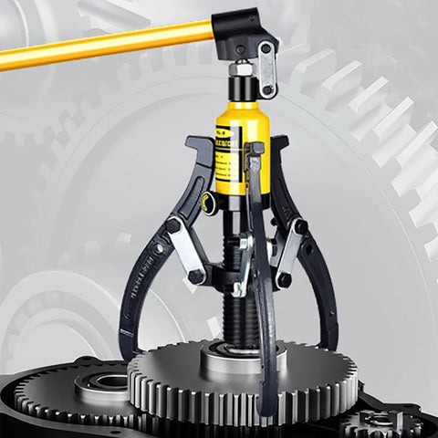 No Sweat 20 Ton Hydraulic Gear Puller Kit For Industrial Bearing Removal And Shaft Pulley Extraction With Forged Steel Jaws Pro Grade Garage Workhorse Tool using steel jaws on a gear.