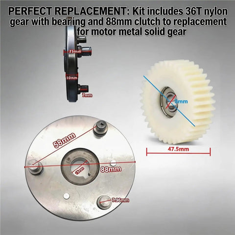 36T Solid Nylon Planetary Gear Set With 88mm Turn Clutch For E Bike Motor Clutch Kit Replacement Compatible With 500W 750W Hub Motors Left Gear Clutch Built Tough For Quiet Smooth Daily Rides