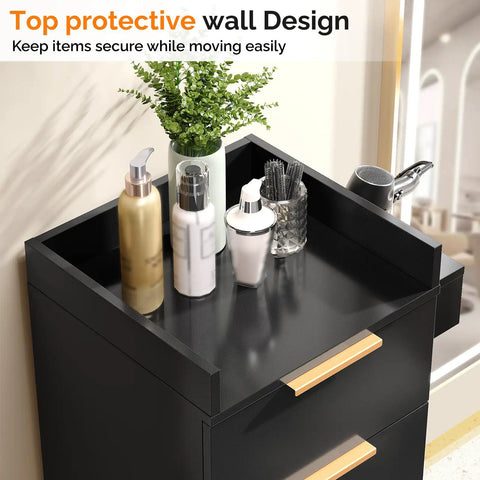 Rolling Salon Cart With Three Tier Design Two Drawers And Adjustable Shelf Hair Dryer Holder Pro Grade Mobile Organizer