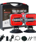 PARTSIBY wireless trailer light kit with two red LED trailer lights on magnetic adjustable bases and accessory pack