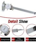 6 Inch Dial Caliper With 0.001 Inch Precision, Stainless Steel Measuring Tool For SAE Inches, 4-Way Measurement features