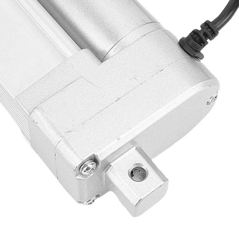 Close-up view of Super Heavy Duty Linear Actuator With 330 Lbs Capacity, featuring sturdy metal construction and connection point.