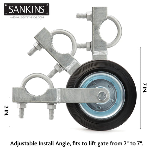 Gate Helper Wheel Set For Swing Gates Up To One And Five Eighths Inches To Two Inches Frame, six-inch support wheel close-up