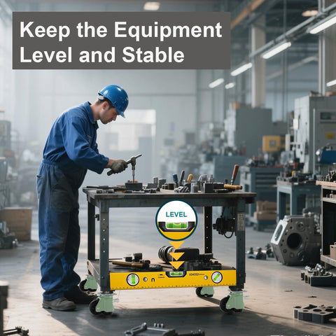 Height Adjustable Leveling Casters With Ratchet Handle 4 Pack Plate Casters For Heavy Duty Industrial Machines And Workbenches 1400 Lb Total Capacity Retractable Mobility With Rugged Aluminum Housing
