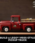 Icons 10290 Pickup Truck Building Set for Adults with Vintage 1950s style featuring a realistic step side bed and removable wood railings