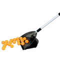 Extendable Ball Picker For Golf And Table Tennis Balls, One Hand Grab, Aluminum Alloy Frame With Nylon Net, holding orange balls