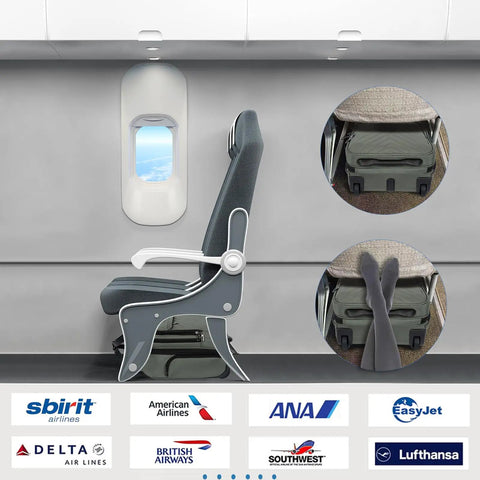 Underseat Carry-On Roller Luggage 16 Inch Lightweight Bag under airline seat, shown on plane diagram with seat illustration.