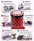 ABS Coated Steel Balls Set 17.25mm Red 10g Core With Nylon Steel Build, 0.68 Inch Precision Spheres, 40 Pack For Bearings, Hobby Machining, And High Durability In Tough DIY Projects in jar, engineering and 3D printing use