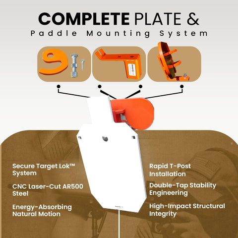 Beefy 12x20 Steel Targets For Range Practice With 3/8 Inch AR500 Plate IPSC Silhouette T Post Mount System And Reactive Hostage Paddle