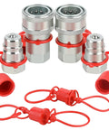 ANCIMOON 1/2'' Ag ISO 5675 hydraulic quick-connect couplers; five silver metal bodies with red dust caps and lanyards.