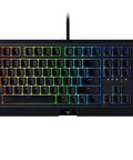 Sick Clicky Mechanical Gaming Keyboard With Programmable Keys And Custom RGB Lighting showing full top view with rainbow lighting effects.