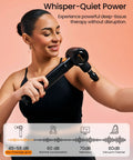 Woman using Deep Tissue Massage Gun With Heat And Cold Therapy, Extension Handle, Three Adjustable Angles, Six Heads