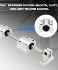 10mm By 500mm Linear Motion Rod Shaft Kit With SC10UU Ball Bearings And SK10 Shaft Supports Heavy Duty Yellow End Caps Hard Chrome Plated Rails For 3D Printers And CNC Machines Precision Guided Motion System with SC10UU bearings and SK10 supports