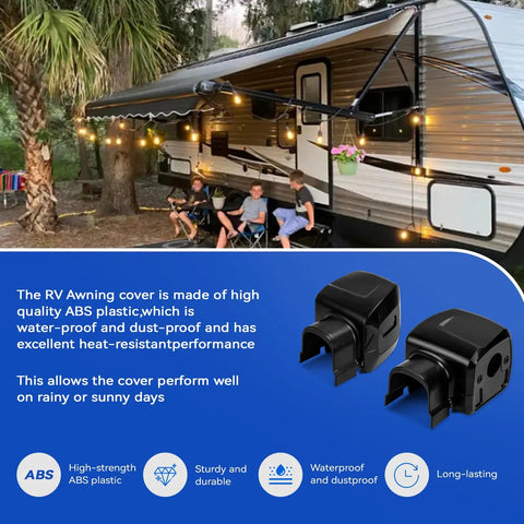 RV Awning Arm End Cap Cover Kit For 9200 Series Awnings Replacement ABS End Caps Black, durable and weather resistant