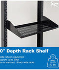 Top Shelf 2U Cantilever Rack Shelf Pair For 19 Inch Server Racks Built Different With Ventilating Steel Tray Holds Up To 50 Pounds. 10-inch depth steel shelf mounted in rack.