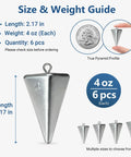 Six Pack 4 Oz Pyramid Fishing Sinkers For Surf Casting And Saltwater Beach Fishing Anti Roll Triangle Lead Weights