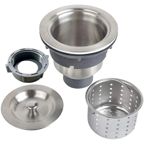 Three And A Half Inch Sink Drain Assembly Kit With Removable Deep Strainer Basket And Stopper Sealing Lid For Home Kitchen Stainless Steel