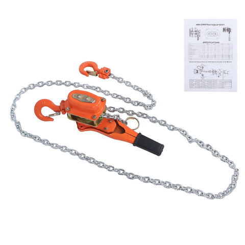 Heavy Duty Manual Lever Chain Hoist 3/4 Ton Come Along With G80 Galvanized Chain, instruction manual visible
