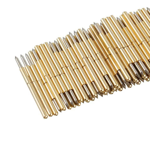 100 Pcs Spring Test Probe Pin Set P75-B1 Brass Tips For PCB Testing, Conical 1.4mm Head, 1.02mm Needle, 15.8mm Length