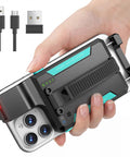Bluetooth Barcode Scanner Wireless 2D 1D Back Clip Reader With USB C Wired And 2.4G Wireless Options Portable QR UPC PDF417 Data Matrix Barcode Scanner For Warehouse Library Inventory And Retail attached to a smartphone with USB cable.
