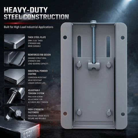 Electric Motor Base Mount Slide Plate For 56 Frame Belt Tension Adjuster With Integrated Roll Tracks for heavy-duty steel construction.