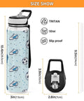 Size dimensions of 32 Oz BPA Free Tritan Sports Water Bottle Built For Gym Grind, Hiking, Cycling And Fitness Junkies.