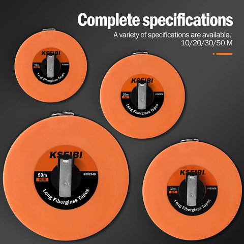 Long Fiberglass Tape Measure With Dual Face Inches And Millimeters For Construction On Job Sites, 66 Feet And 20 Meters