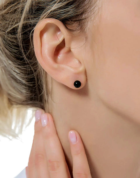 14 Pairs Stainless Steel Ball Stud Earrings Set For Cartilage Tragus Helix Piercing Barbell Style 2 To 8 Millimeter Range Silver And Black Tones For Men And Women Everyday Wear Dope Mix And Match black stainless steel ball stud earring on earlobe