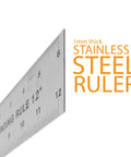 Stainless Steel Center Finder Ruler With No Guesswork And Dual Scale, side view showing 12-inch measurements.