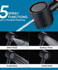 Filtered Shower Head With Handheld, 4 Plus 1 Spray Modes, Built In Filter Power Wash For Hard Water, Removes Chlorine, Black